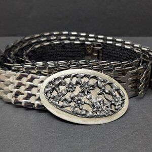 Vintage Silver Belt Women's Metal Buckle Retro Fish Dragon Scale Metal Elastic